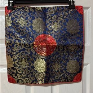 Elegant Brocade Pillowcase with Red and Gold Asian Patterns